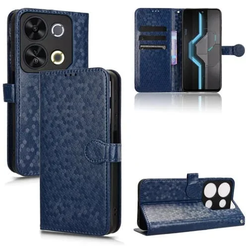 Funda de Cuero Itel P65 4G Textura de Puntos Panal (Azul)