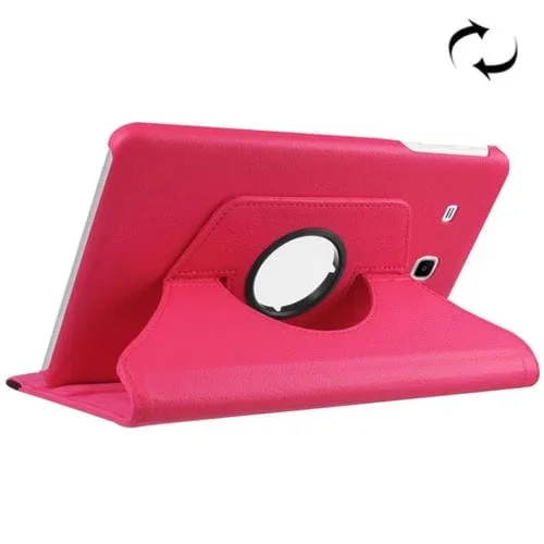 Funda de Cuero Litchi Texture Galaxy Tab E 9.6 T560 T561 Tapa Horizontal Soporte 360 (Magenta)
