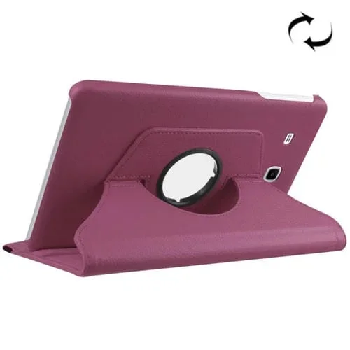Funda de Cuero Litchi Texture para Galaxy Tab E 9.6 T560 T561 con Tapa Horizontal y Soporte 360 (Morado)