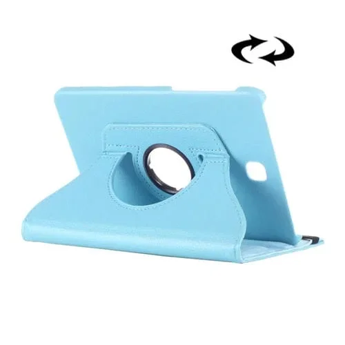 Funda de Cuero Litchi Texture para Galaxy Tab S2 8.0 con Rotación 360 y Soporte Multifuncional (Baby Blue)