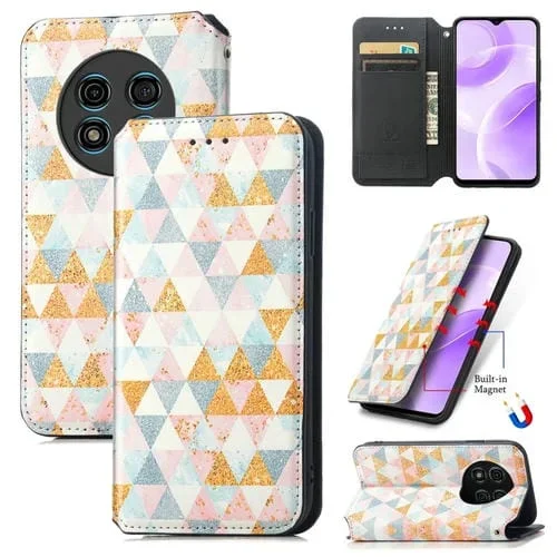 Funda de Cuero Magnética Caseneo para Ulefone Note 15 (Rombo)
