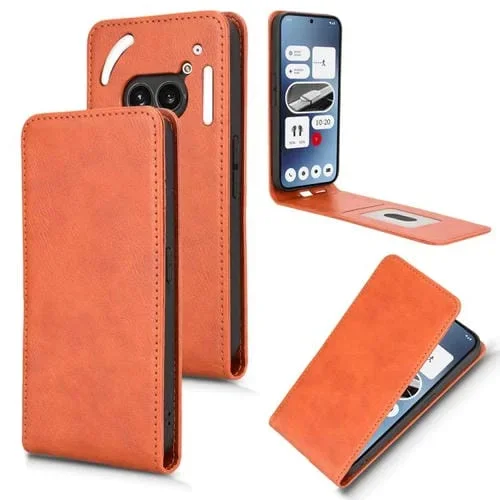 Funda de Cuero Magnética con Tapa Vertical para For Nothing Phone 2A (Marrón)