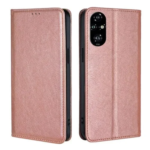 Funda de Cuero Magnética para Honor 200 Pro 5G con Acabado Brillante y Aceite Sólido (Oro Rosa)