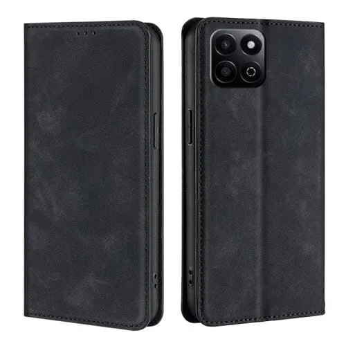 Funda de Cuero Magnética para Honor Play 60 Plus con Tacto de Piel (Negra)