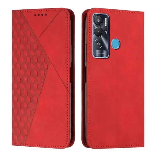 Funda de Cuero Magnética para Tecno Pova Neo Diamond Splicing (Rojo)