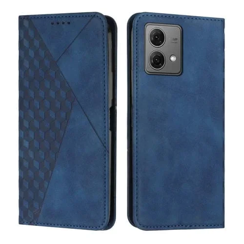 Funda de Cuero Magnético para Motorola Edge 40 Neo Diamond Splicing Skin Feel (Azul)