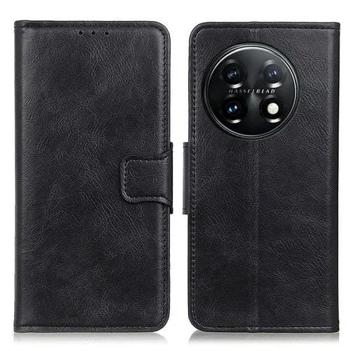 Funda de Cuero Mirren Crazy Horse para OnePlus 11 5G (Negro)