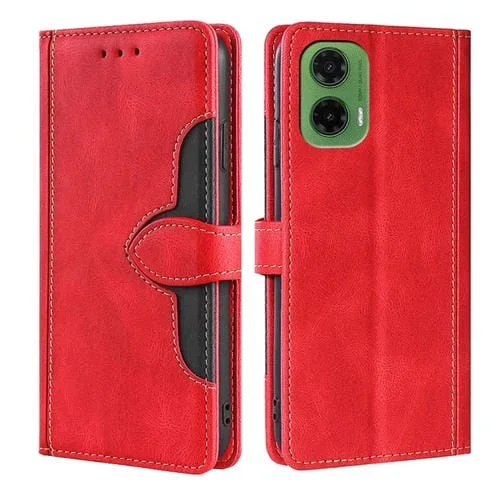 Funda de Cuero Motorola Moto G35 5G con Hebilla Magnética y Tacto Agradable (Rojo)