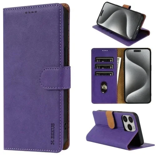 Funda de Cuero N.Bekus Csj-P1 para iPhone 16 Pro (Morado)