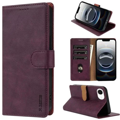 Funda de Cuero N.Bekus Csj-P1 para iPhone 16E (Rojo Vino)