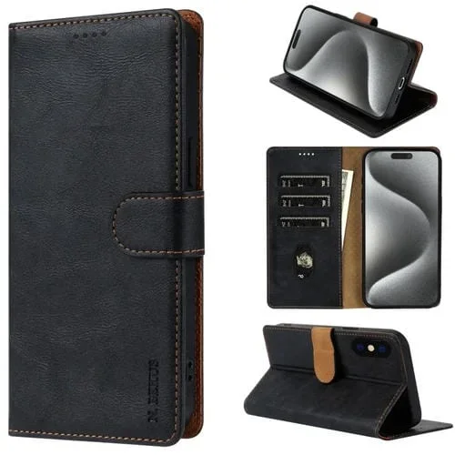 Funda de Cuero N.Bekus Csj-P1 para iPhone Xs Max (Negro)