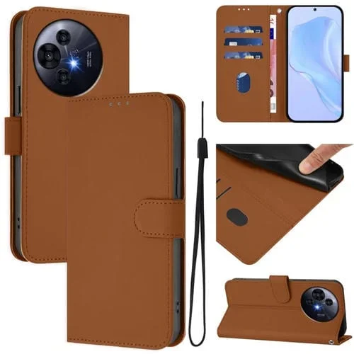 Funda de Cuero Nxtpaper para TCL 50 Pro con Textura de Piel y Cordón (Marrón)