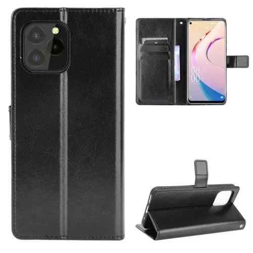 Funda de Cuero Oukitel C21 Pro Crazy Horse Texture con Soporte y Ranuras para Tarjetas (Negro)