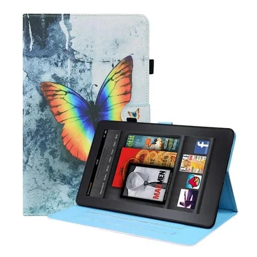 Funda de Cuero para Amazon Kindle Paperwhite 4/3/2/1 con Patrón de Animales, Soporte, Ranuras para Tarjetas y Marco de Fotos (Mariposa)