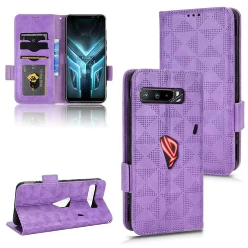 Funda de Cuero para Asus Rog Phone 3 Strix / 3 Zs661Kl con Triángulo Simétrico (Púrpura)