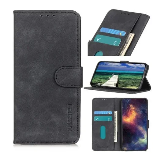 Funda de Cuero para Asus Zenfone 7 Khazneh con Textura Retro (Negro)