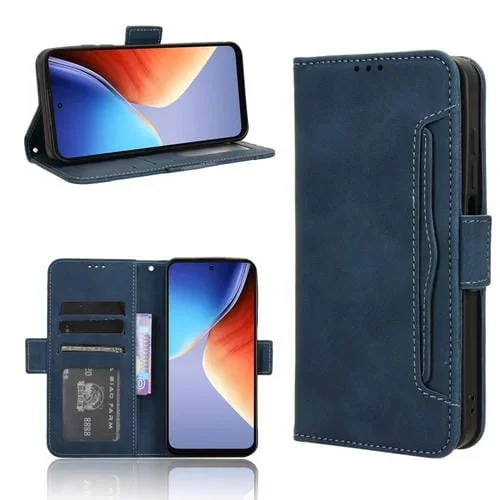 Funda de Cuero para BlackView A96 con Skin Feel, Becerro Textura y Ranuras para Tarjetas (Azul)