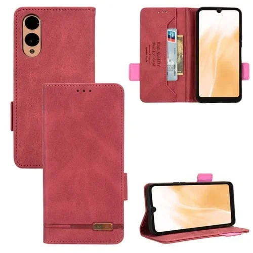 Funda de Cuero para Fujitsu Arrows F-52E We2 Plus con Cierre Magnético (Rojo)