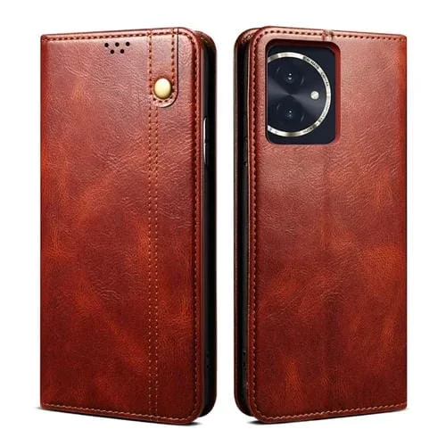 Funda de Cuero para Honor 100 Oil Wax Crazy Horse Texture para Teléfono (Marrón)