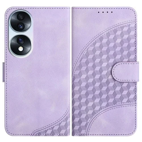 Funda de Cuero para Honor 70 Yx0060 con Relieve y Cabeza de Elefante con Cordón (Púrpura Claro)