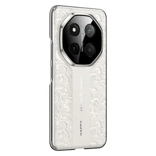 Funda de Cuero para Honor X60 Pro con Diseño de Dragón en la Nube (Blanca)