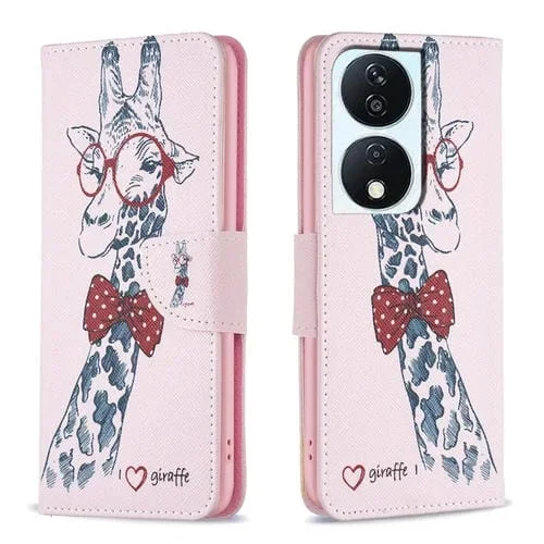 Funda de Cuero para Honor X7B con Patrón de Dibujo de Colores (Ciervo)