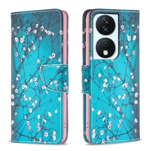 Funda de Cuero para Honor X7B con Patrón de Dibujo de Colores (Flor de Ciruelo)