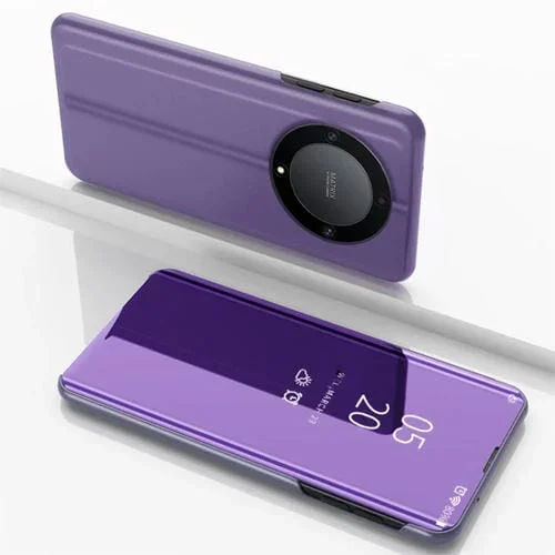 Funda de Cuero para Honor X9B con Tapa Horizontal, Espejo y Soporte (Púrpura Azul)