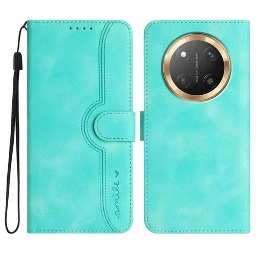 Funda de Cuero para Honor X9C con Diseño de Corazón y Tacto Agradable (Azul Claro)