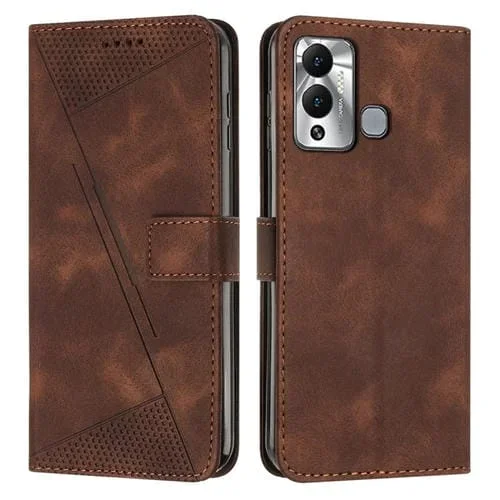 Funda de Cuero para Infinix Hot 12 Play Dream Triangle con Cordón (Marrón)