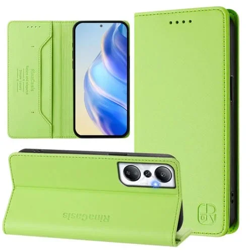 Funda de Cuero para Infinix Hot 20 4G Rc01 con Doble Pliegue y Succión Magnética Rfid (Verde)