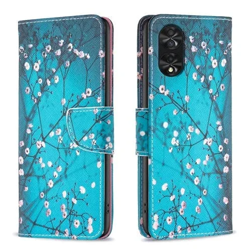 Funda de Cuero para Infinix Hot 40I con Patrón de Dibujo Coloreado (Flor de Ciruelo)