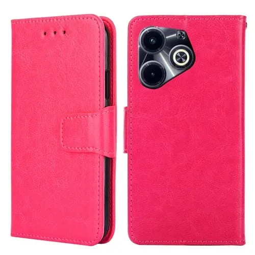 Funda de Cuero para Infinix Hot 40I con Textura de Cristal (Rojo Rosa)