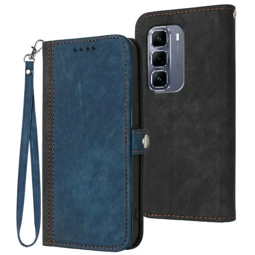 Funda de Cuero para Infinix Hot 50 Pro+ 4G con Correa y Hebilla Doble Plegable (Azul Real)