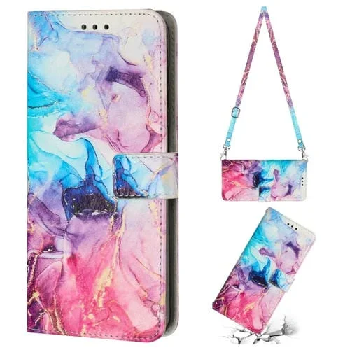 Funda de Cuero para Infinix Note 12 G96 Crossbody con Patrón Mármol Pintado (Rosa Púrpura)