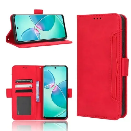 Funda de Cuero para Infinix Note 12I con Ranuras para Tarjetas y Textura Skin Feel (Rojo)