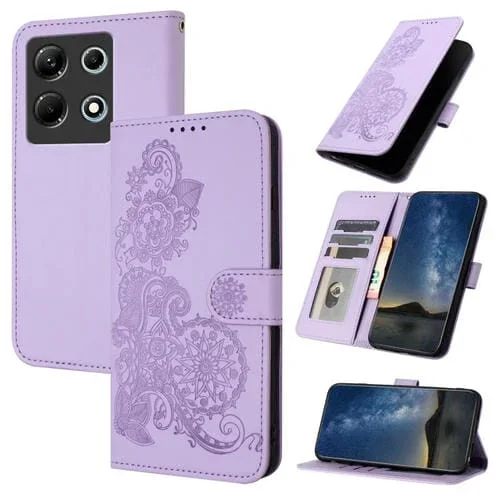 Funda de Cuero para Infinix Note 30 4G Datura Flower con Tapa en Relieve (Púrpura)