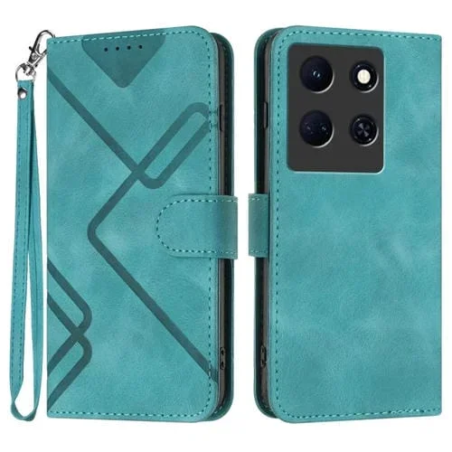 Funda de Cuero para Infinix Note 30 5G con Sensación de Piel y Patrón de Línea (Azul Claro)
