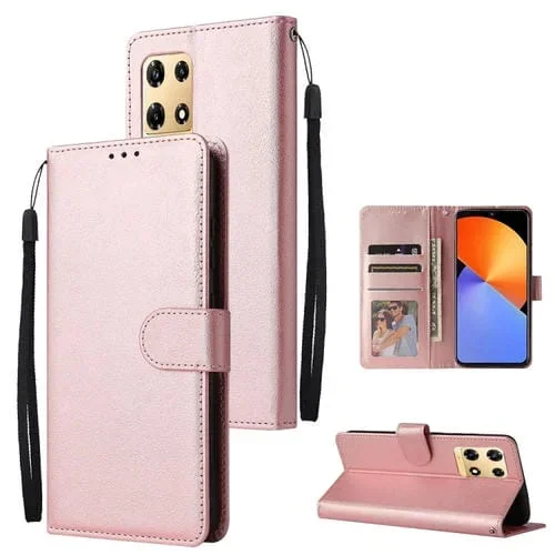 Funda de Cuero para Infinix Note 30 Pro con 3 Ranuras para Tarjetas Multifuncional (Oro Rosa)