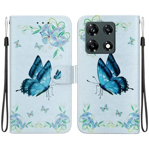 Funda de Cuero para Infinix Note 30 Pro con Dibujo Coloreado y Textura de Cristal (Pensamientos Azules)