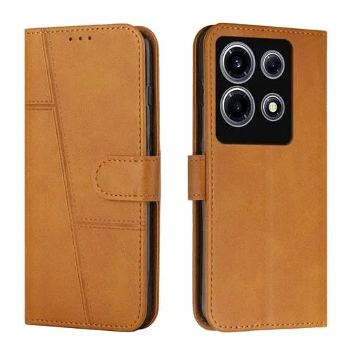 Funda de Cuero para Infinix Note 30 Vip con Costura y Hebilla (Amarillo)