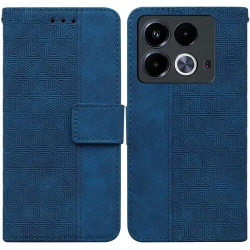 Funda de Cuero para Infinix Note 40 4G con Relieve Geométrico (Azul)