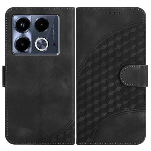 Funda de Cuero para Infinix Note 40 4G Yx0060 con Relieve y Cabeza de Elefante con Cordón (Negro)