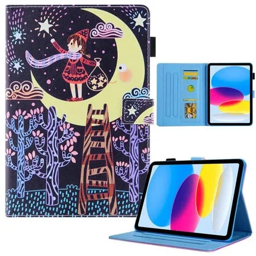 Funda de Cuero para iPad 2025/2022 Catch Stars Girl