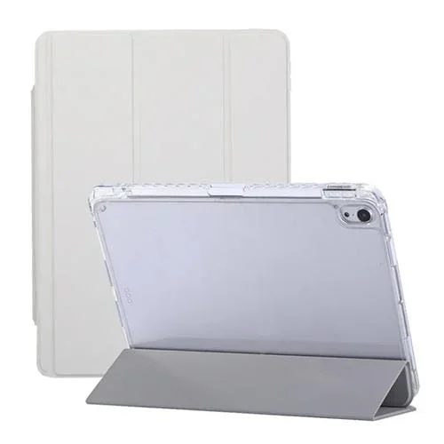 Funda de Cuero para iPad 2025/2022 con Hebilla de Bloqueo y 3 Pliegues (Gris)