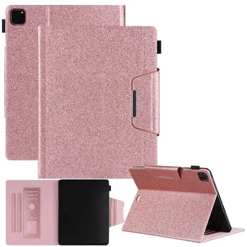 Funda de Cuero para iPad Pro 12.9 2022 / 2021 / 2020 / 2018 Glitter Powder con Tapa Horizontal Soporte Ranura Tarjeta Marco Fotos Billetera (Rosa)