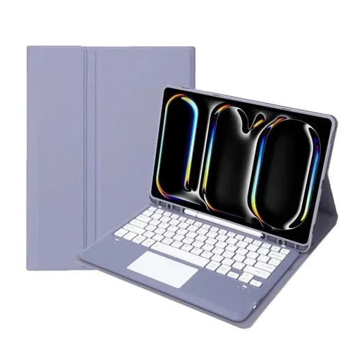 Funda de Cuero para iPad Pro 13 2024 A14B-A con Teclado Táctil Bluetooth Ultrafino Desmontable y Ranura para Bolígrafo (Morado)
