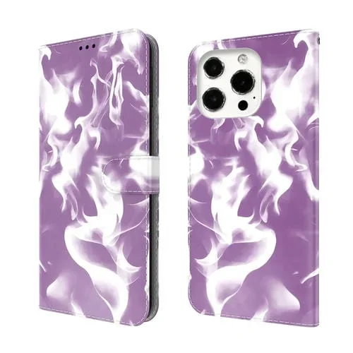 Funda de Cuero para iPhone 13 Pro Cloud Fog Pattern con Tapa Horizontal, Soporte, Ranura para Tarjeta y Billetera (Púrpura)