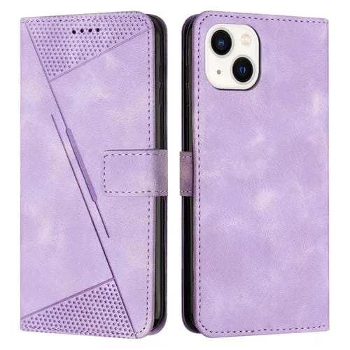 Funda de Cuero para iPhone 15 Dream Triangle con Cordón (Púrpura)