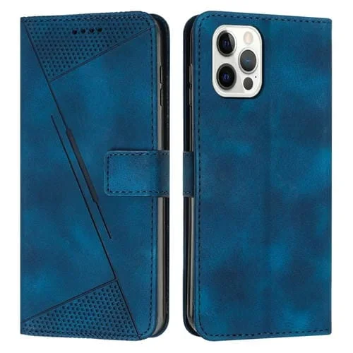 Funda de Cuero para iPhone 15 Pro Dream Triangle con Cordón (Azul)